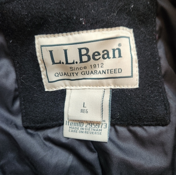 LL Bean Wool Jacket Large Thinsulate 3M Black 295973 - Picture 4 of 8